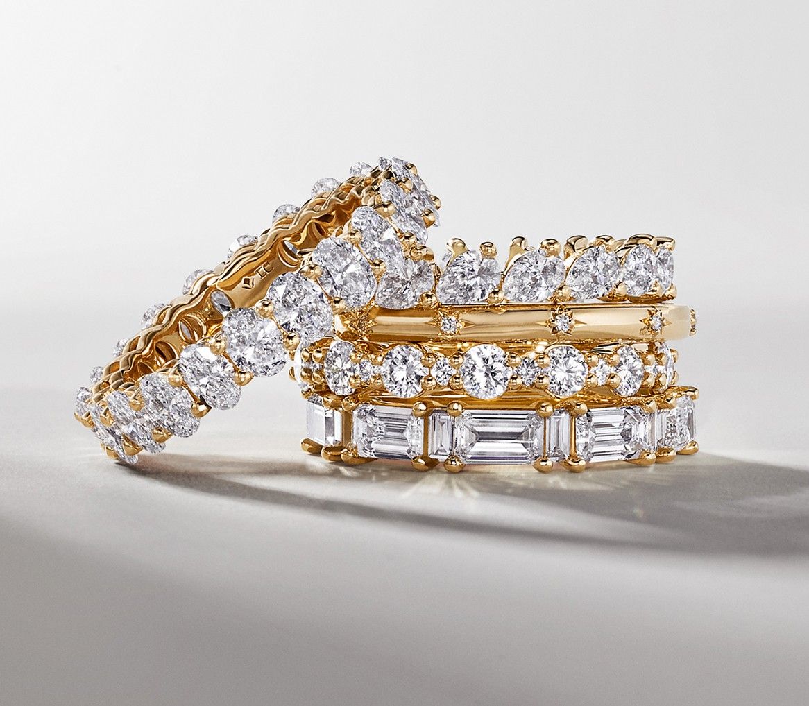 Diamond eternity wedding rings.